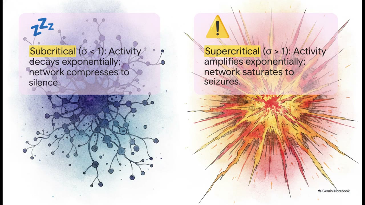 Coloured comparison of subcritical, critical and supercritical neural regimes