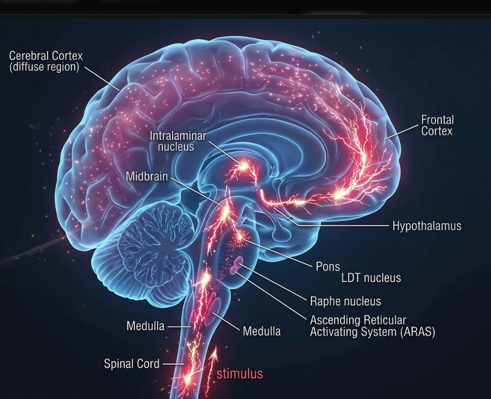 Stage 1 of the coma circuits explanatory sequence