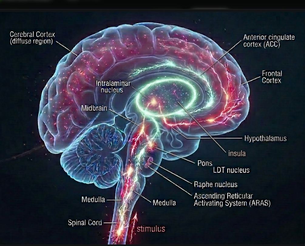 Stage 3 of the coma circuits explanatory sequence